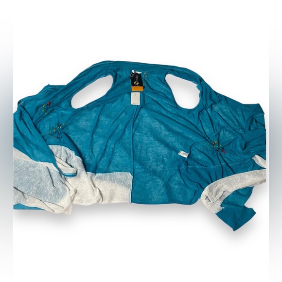 Turquoise & White Knit Sleeveless Vest / Cardigan Women’s Large by Kaktus - Picture 5 of 13